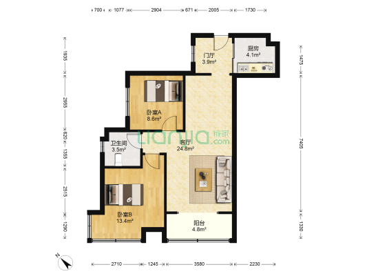 金壕雅庭 2室1厅1卫 74平方