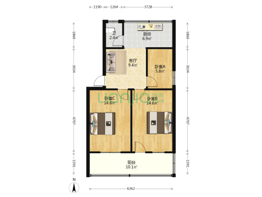 赵家山巷3号 3室1厅1卫 70平方