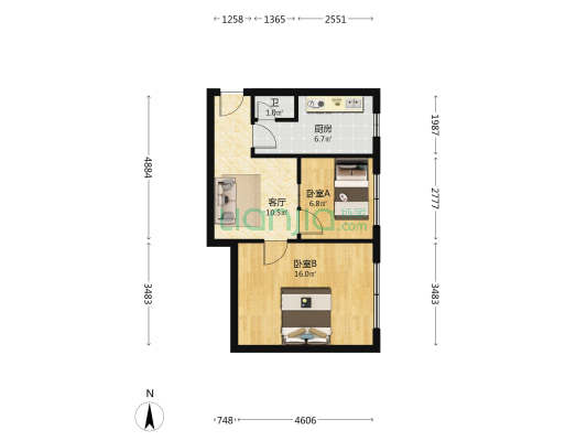 鑫汇丰家园A区 2室1厅1卫 47平方