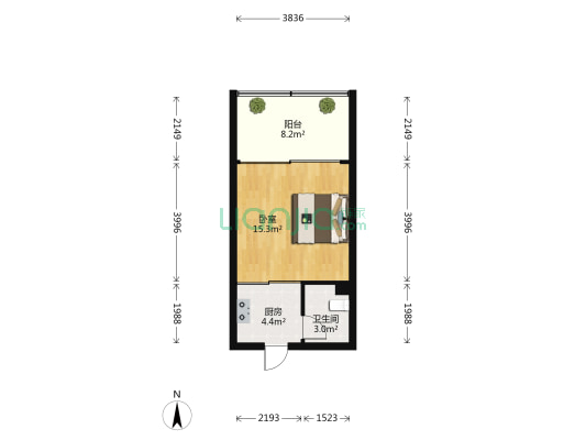 金盛财富广场 1室0厅1卫 43平方