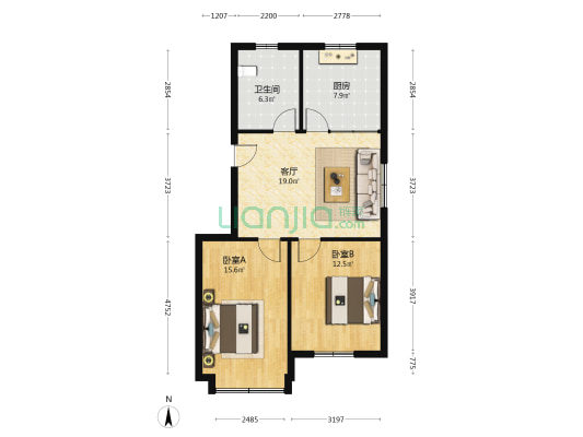 滨泰滨河二苑 2室1厅1卫 80平方
