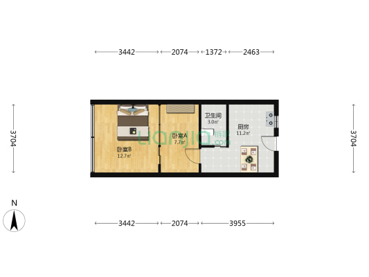 兰坪小区 2室0厅1卫 46平方