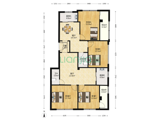 新民一路 4室2厅2卫 150平方