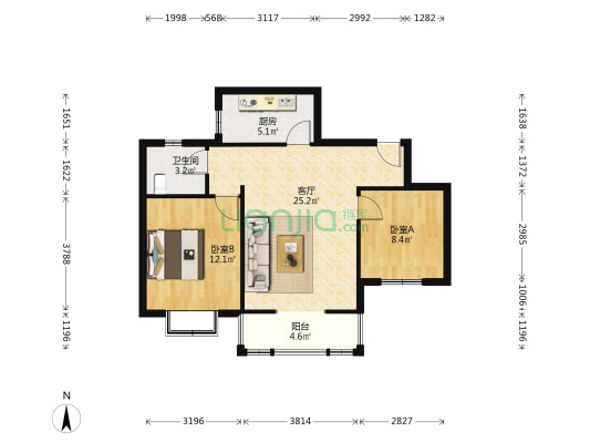 和韵小区 2室1厅1卫 69平方