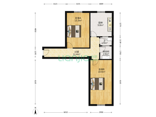 一汽8A街区 2室0厅2卫 77平方