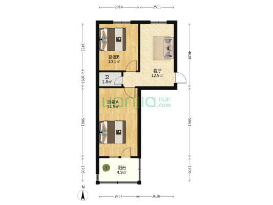仪表厂家属院北院 2室1厅1卫 51平方