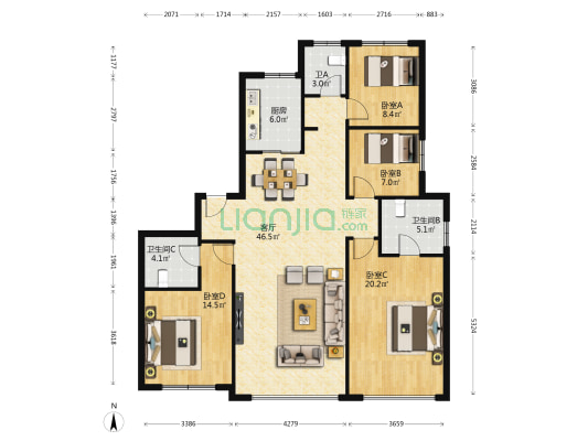 兰石豪布斯卡瀚园 4室1厅3卫 173平方