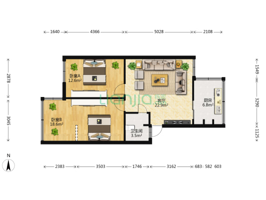 学府路135号（卫生监督局） 2室1厅1卫 80平方