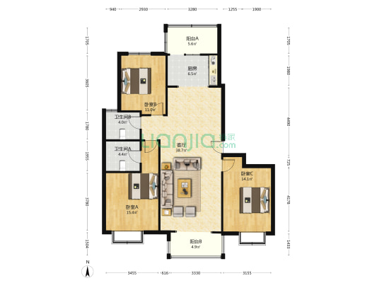 无尾款，无抵押，70年住宅大产权-户型图