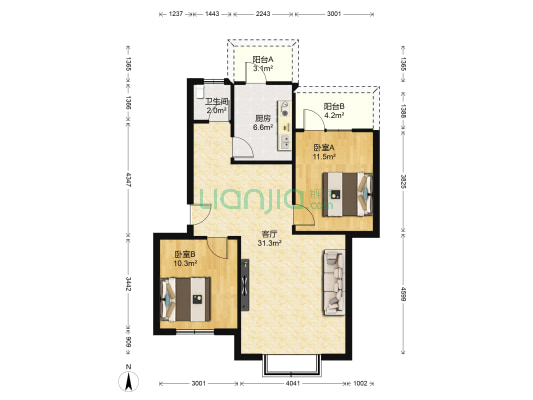 鑫诚花园六期 2室1厅1卫 76平方