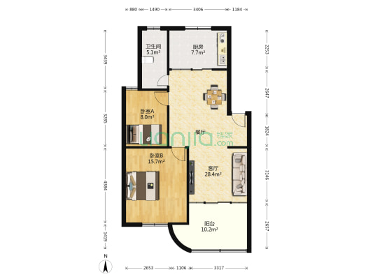 高丰爱垦楼 2室1厅1卫 89平方