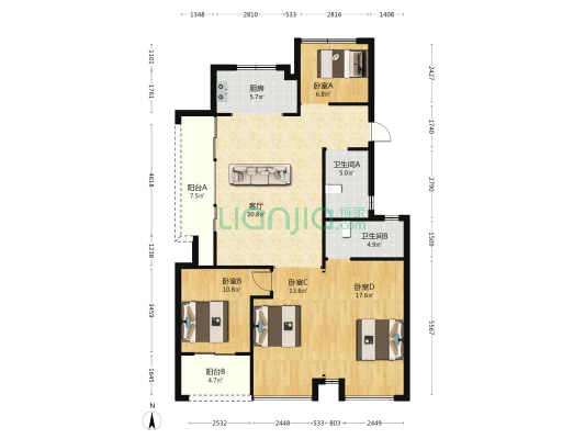 杨帆泊悦府 4室1厅2卫 139平方