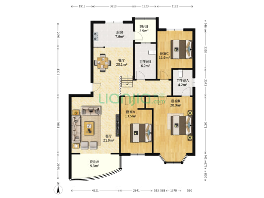 解放路5号 3室2厅2卫 143平方