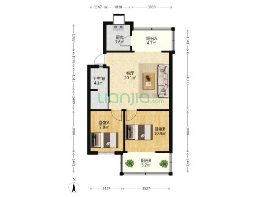 新迎小区四组团 2室1厅1卫 62平方