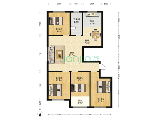 和佳·御园 4室2厅1卫 126平方