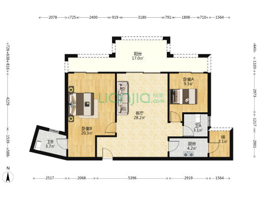 汤泉半岛 2室1厅2卫 106平方