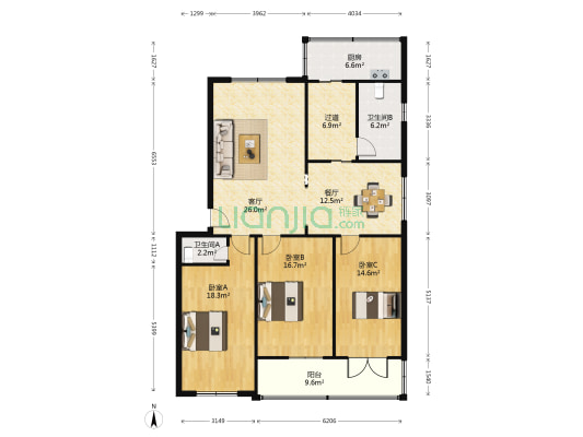 桐柏路42号 3室2厅2卫 135平方