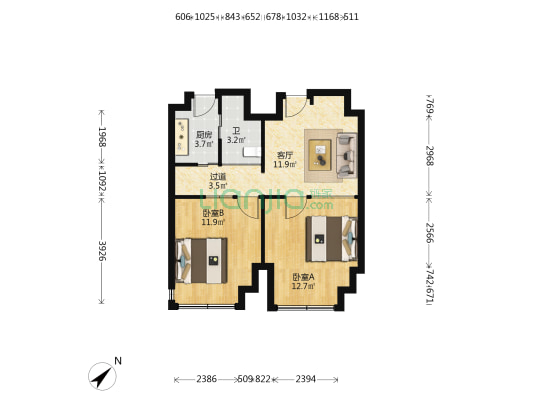 三亚海悦台 2室1厅1卫 72平方