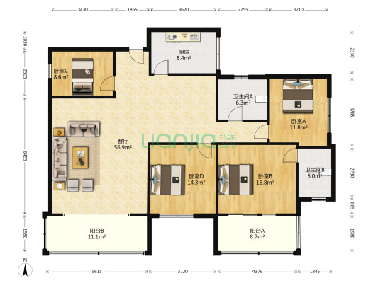 半截巷45号 4室1厅2卫 151平方