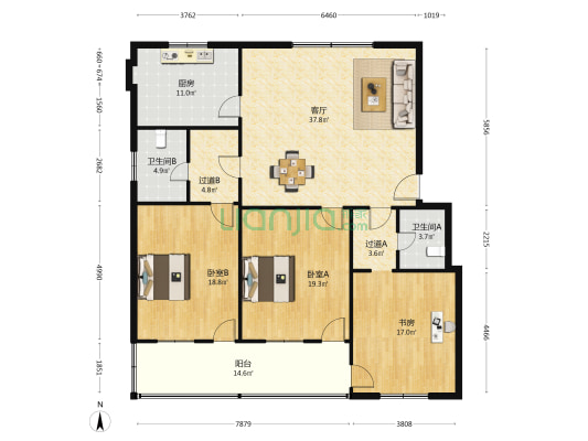 北门路172号 3室1厅2卫 152平方