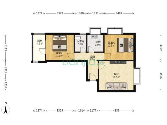 飞天家属院（南昌路） 2室1厅1卫 61平方