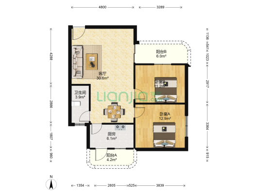昌隆公馆 2室1厅1卫 85平方