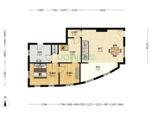 胶州路369号 2室1厅1卫 81平方