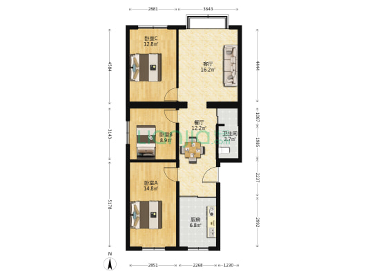 义和庄东路 3室2厅1卫 99平方