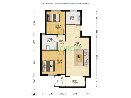 阳光馨苑 2室1厅1卫 89平方