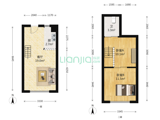 凤凰城青年汇 2室1厅1卫 67平方