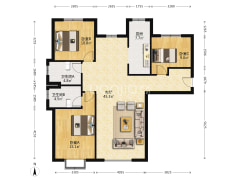 南北通三居，毛坯随意装修，采光充足-涿州高铁新干线户型图
