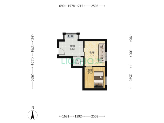 延安西路289号 1室1厅1卫 29平方