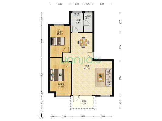 花都邮电新村 2室1厅1卫 91平方