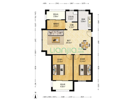 成贤府 2室1厅1卫 102平方
