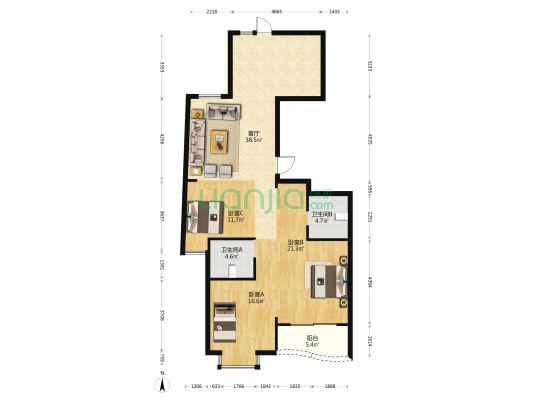 心怡雅苑 3室1厅2卫 143平方