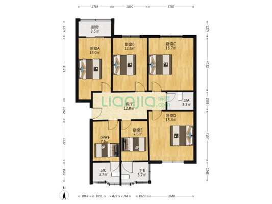 梅兰家园 6室1厅3卫 116平方