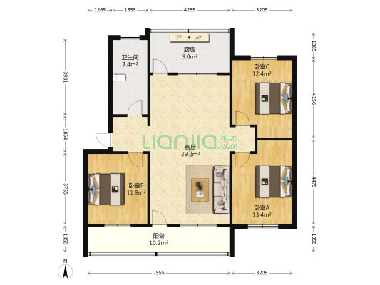 工商局家属院 3室1厅1卫 108平方