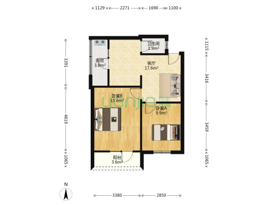 王家塘巷7号 2室1厅1卫 58平方