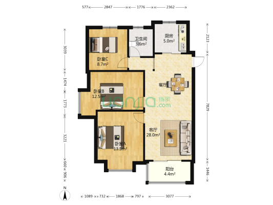 和平壹号一期 3室1厅1卫 106平方