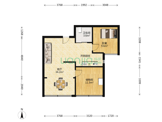 君典乐福天下 1室1厅1卫 76平方