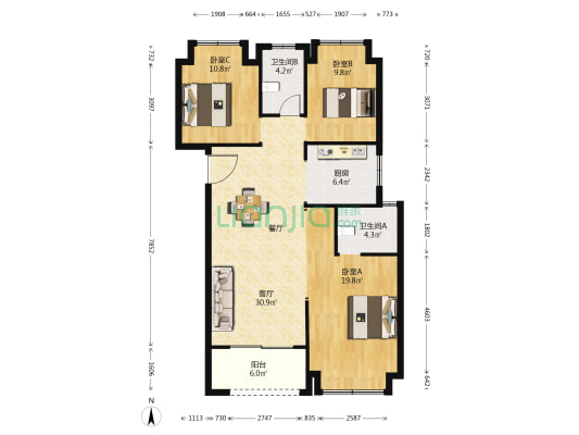 保利和光晨樾 3室1厅2卫 120平方