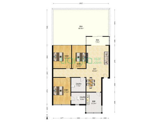 来龙名苑 3室1厅2卫 138平方