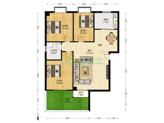 南溪瑶台 3室1厅1卫 140平方