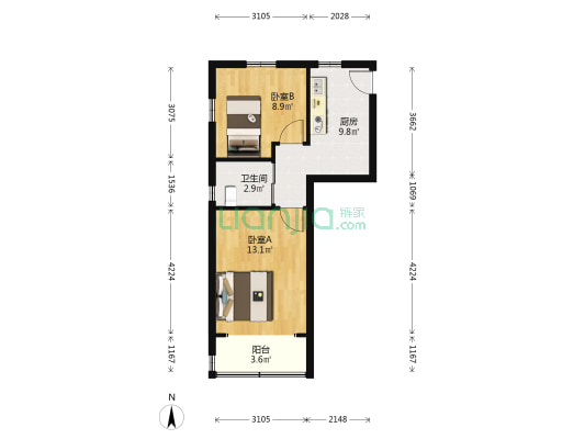 武川路105弄 2室0厅1卫 47平方