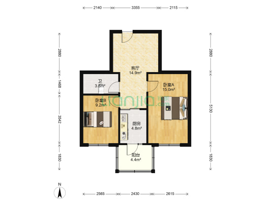 正大龙生家园 2室1厅1卫 68平方