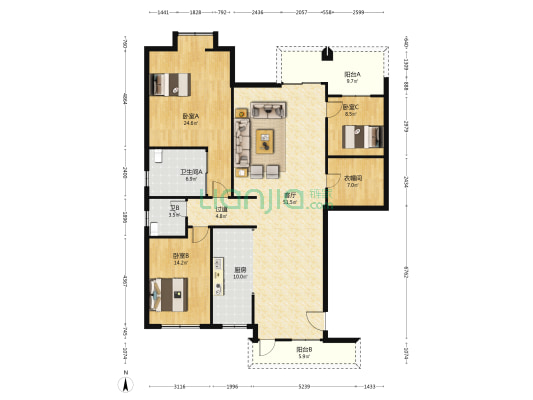 城市名苑 3室1厅2卫 71平方