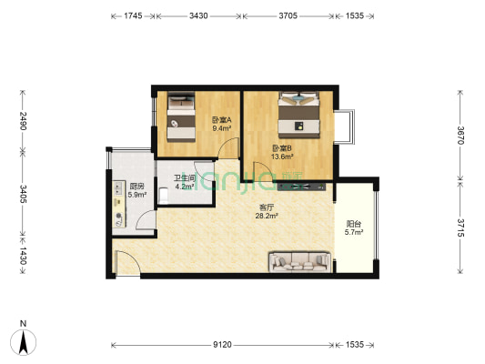上南首座 2室1厅1卫 78平方
