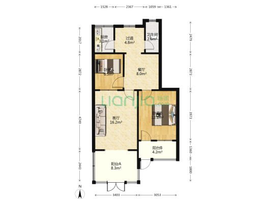 老人造板厂家属院 2室2厅1卫 75平方