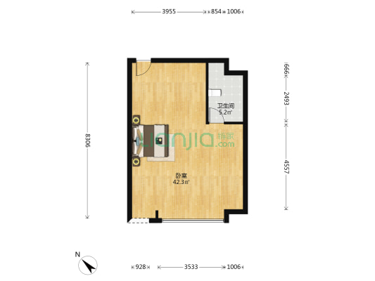曼克顿公寓 1室0厅1卫 73平方