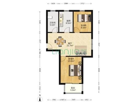 桃源人家 2室1厅1卫 77平方